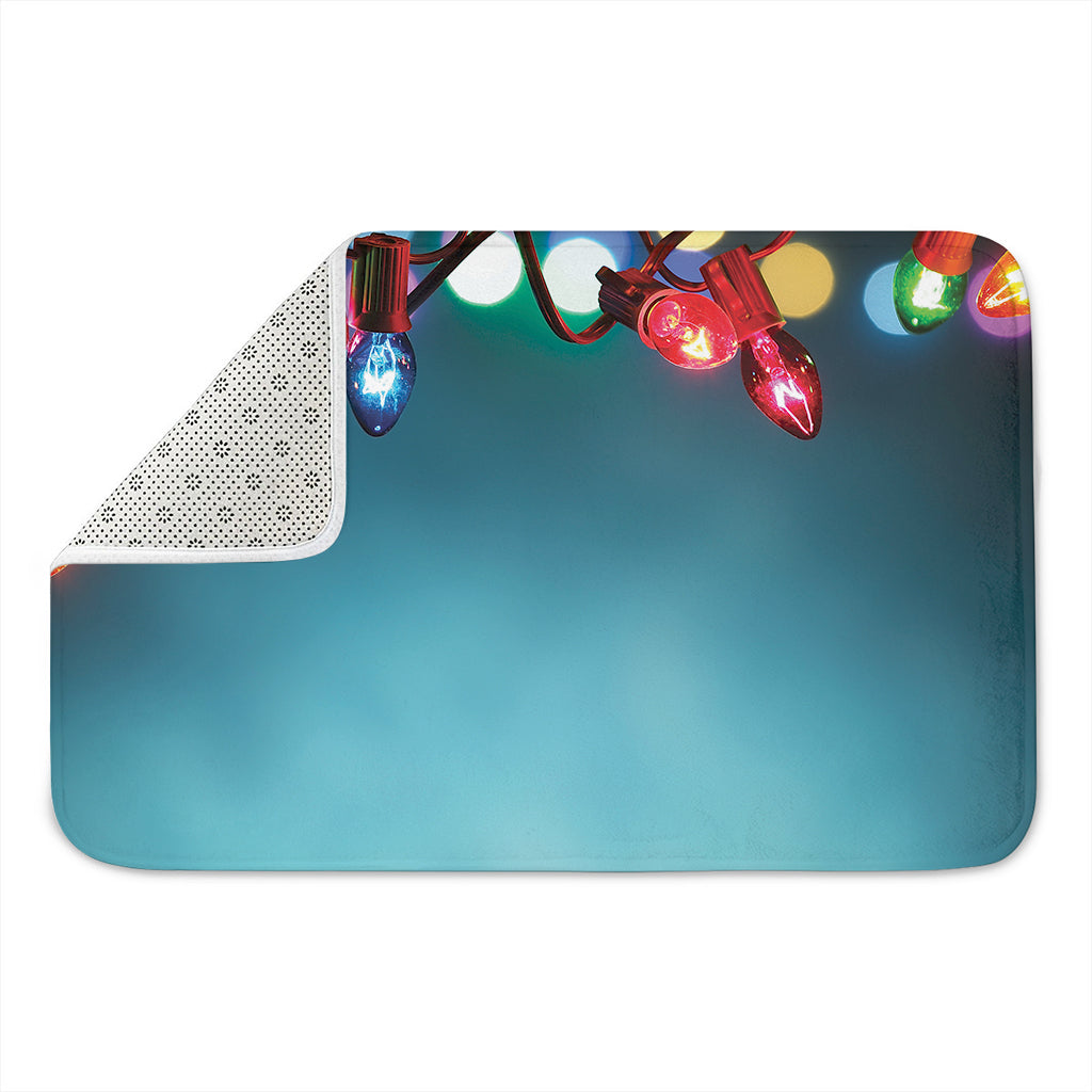 LED Christmas String Lights Print Indoor Door Mat