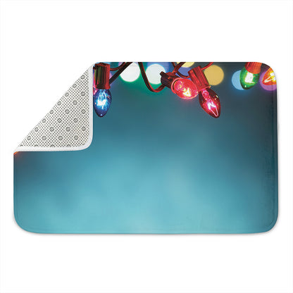 LED Christmas String Lights Print Indoor Door Mat