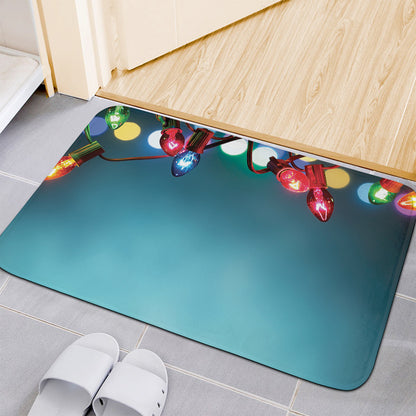 LED Christmas String Lights Print Indoor Door Mat