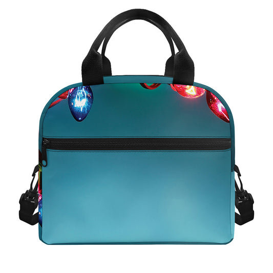 LED Christmas String Lights Print Insulated Lunch Bag