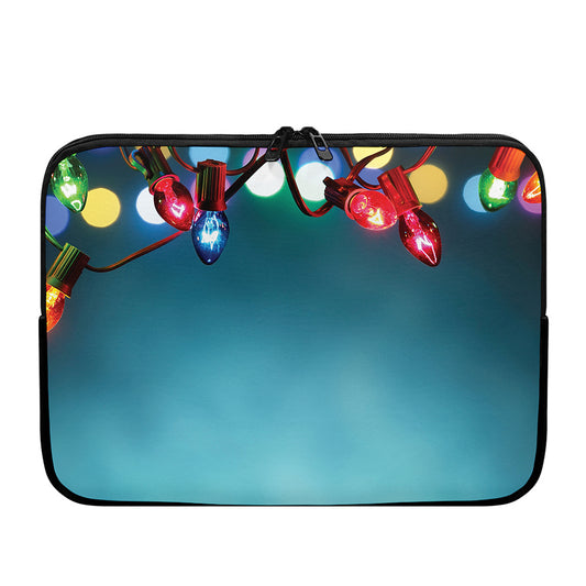 LED Christmas String Lights Print Laptop Sleeve