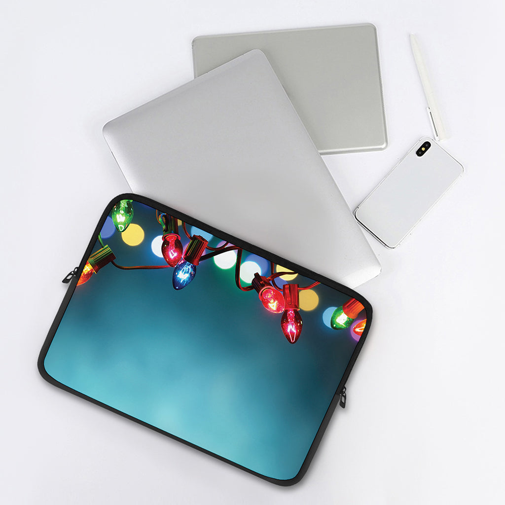 LED Christmas String Lights Print Laptop Sleeve