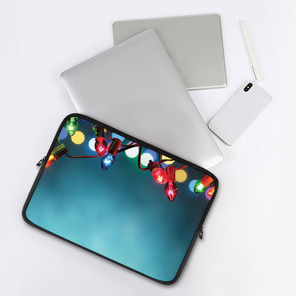 LED Christmas String Lights Print Laptop Sleeve