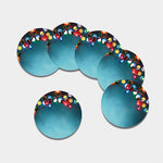 LED Christmas String Lights Print Leather Coaster Set