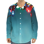 LED Christmas String Lights Print Long Sleeve Baseball Jersey