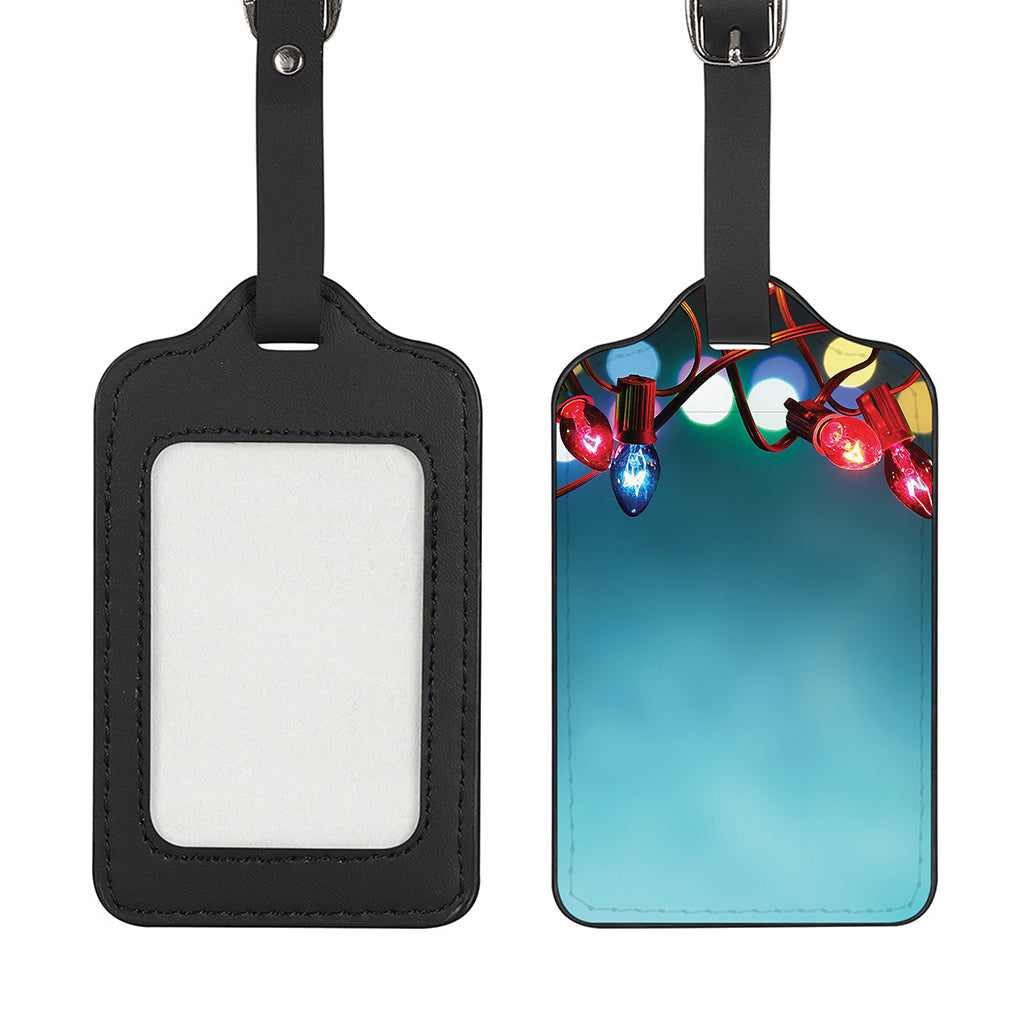 LED Christmas String Lights Print Luggage Tag