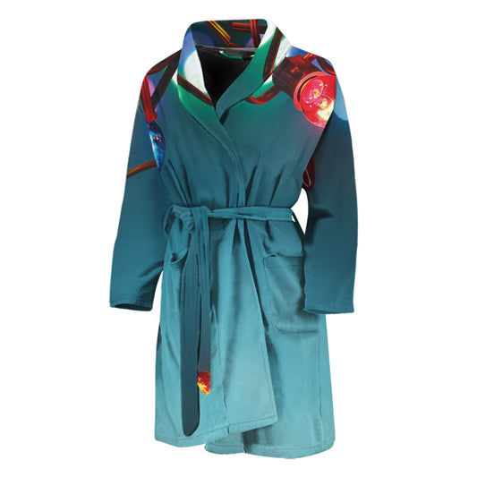 LED Christmas String Lights Print Men's Bathrobe