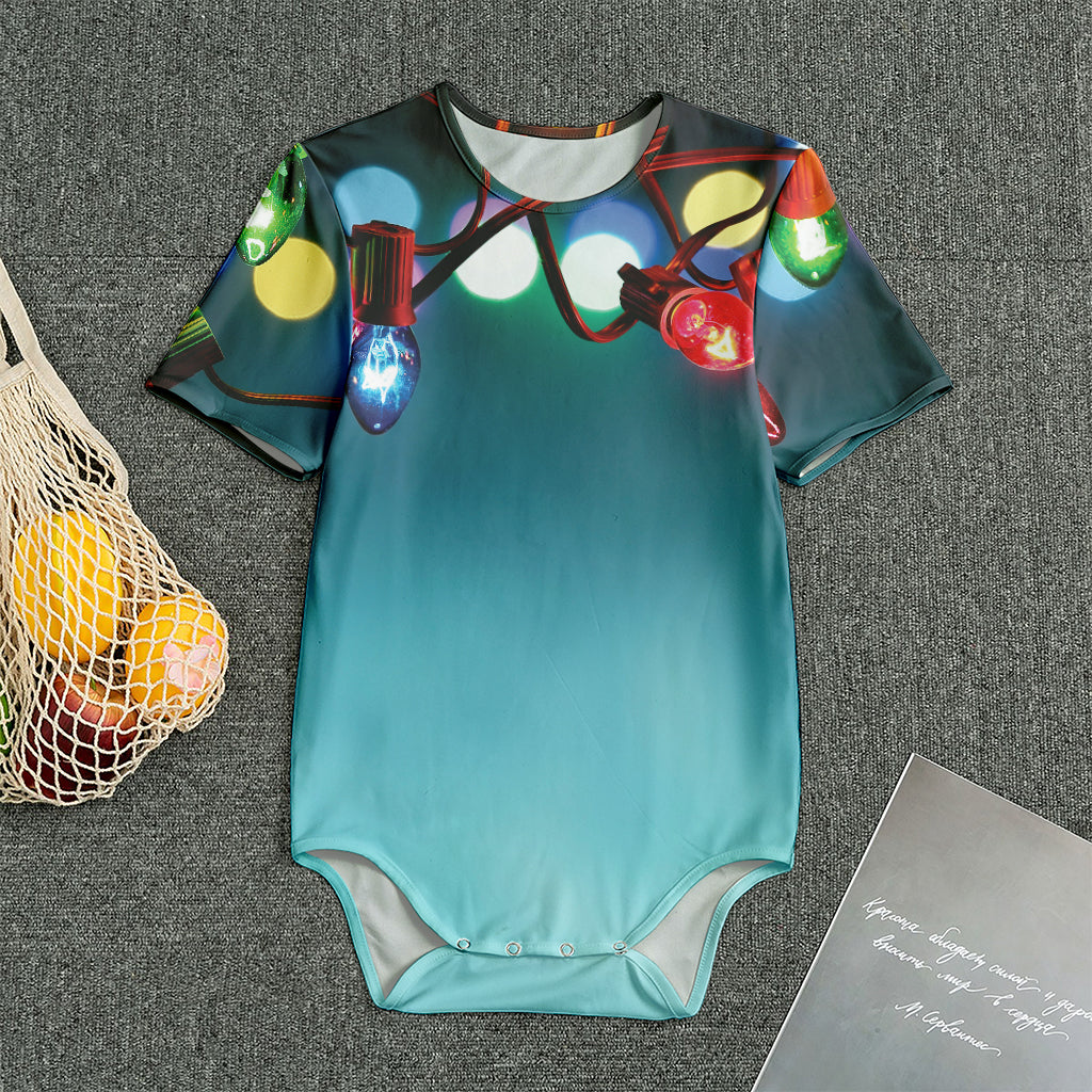 LED Christmas String Lights Print Men's Bodysuit