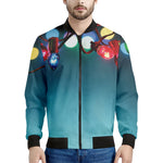 LED Christmas String Lights Print Men's Bomber Jacket
