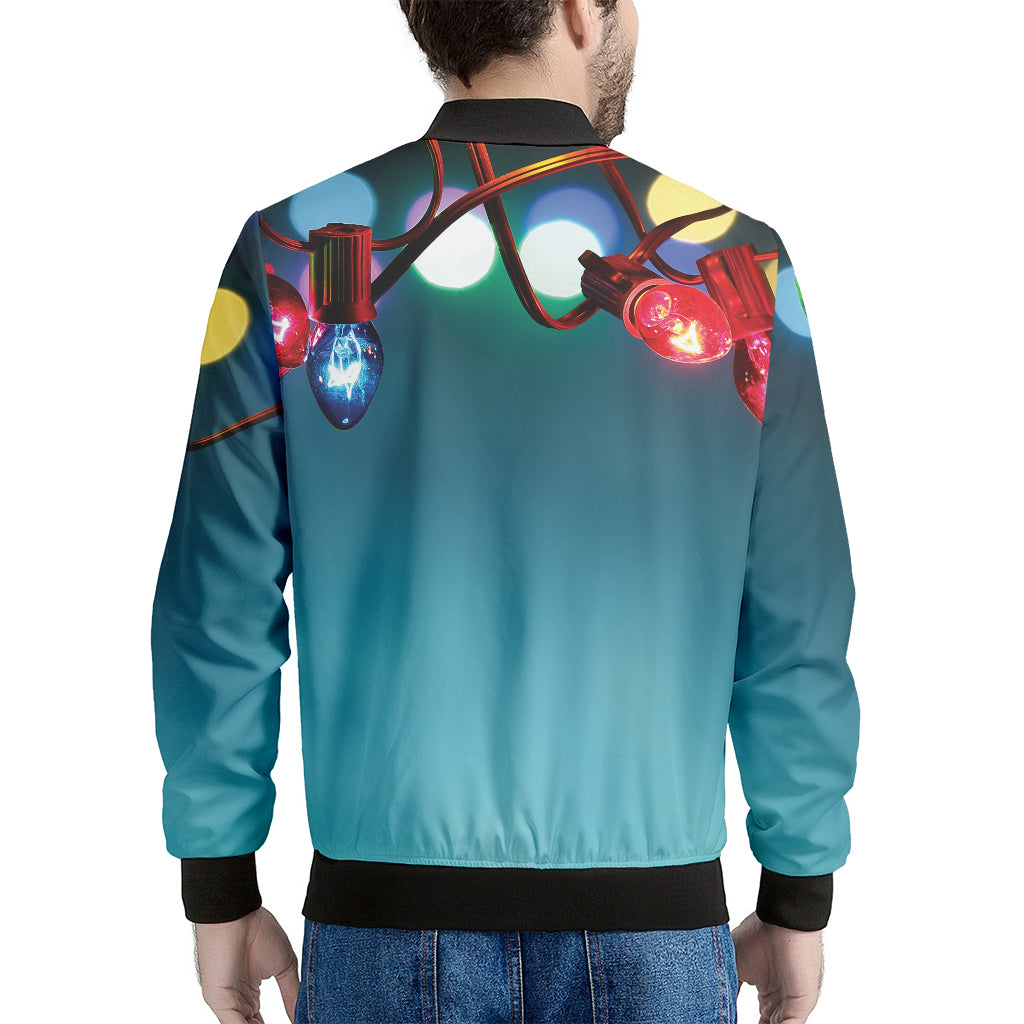 LED Christmas String Lights Print Men's Bomber Jacket