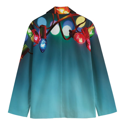 LED Christmas String Lights Print Men's Cotton Blazer