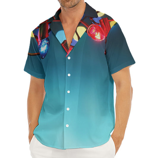 LED Christmas String Lights Print Men's Deep V-Neck Shirt