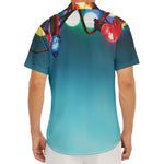 LED Christmas String Lights Print Men's Deep V-Neck Shirt