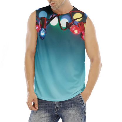 LED Christmas String Lights Print Men's Fitness Tank Top