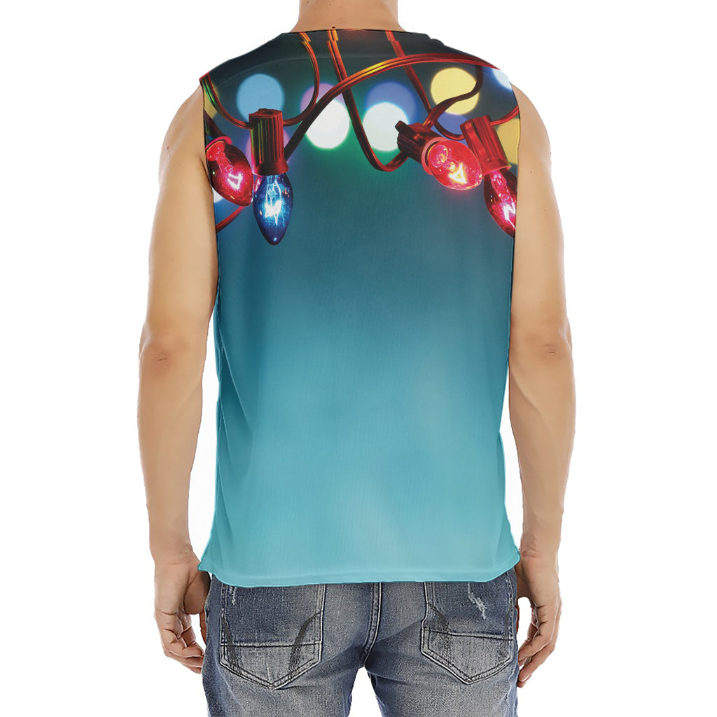 LED Christmas String Lights Print Men's Fitness Tank Top