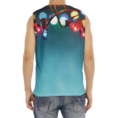 LED Christmas String Lights Print Men's Fitness Tank Top