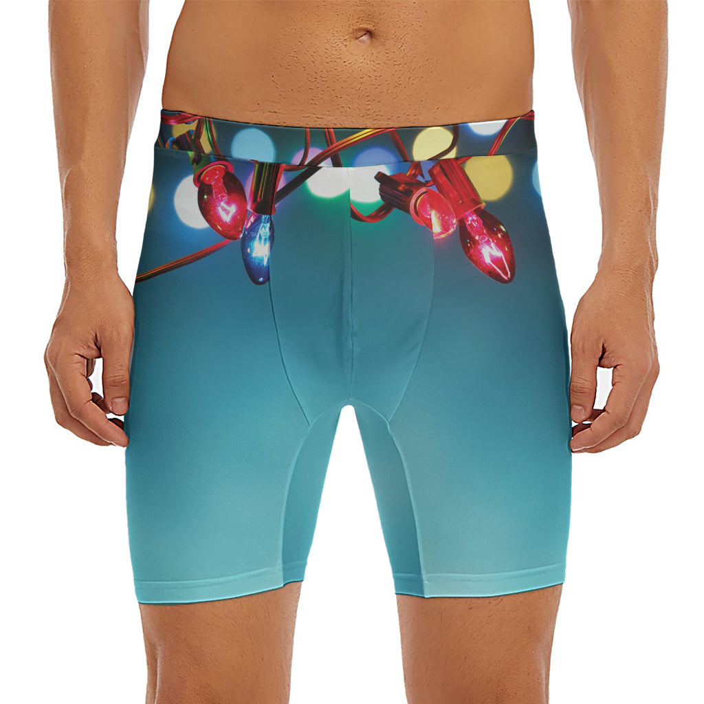LED Christmas String Lights Print Men's Long Boxer Briefs