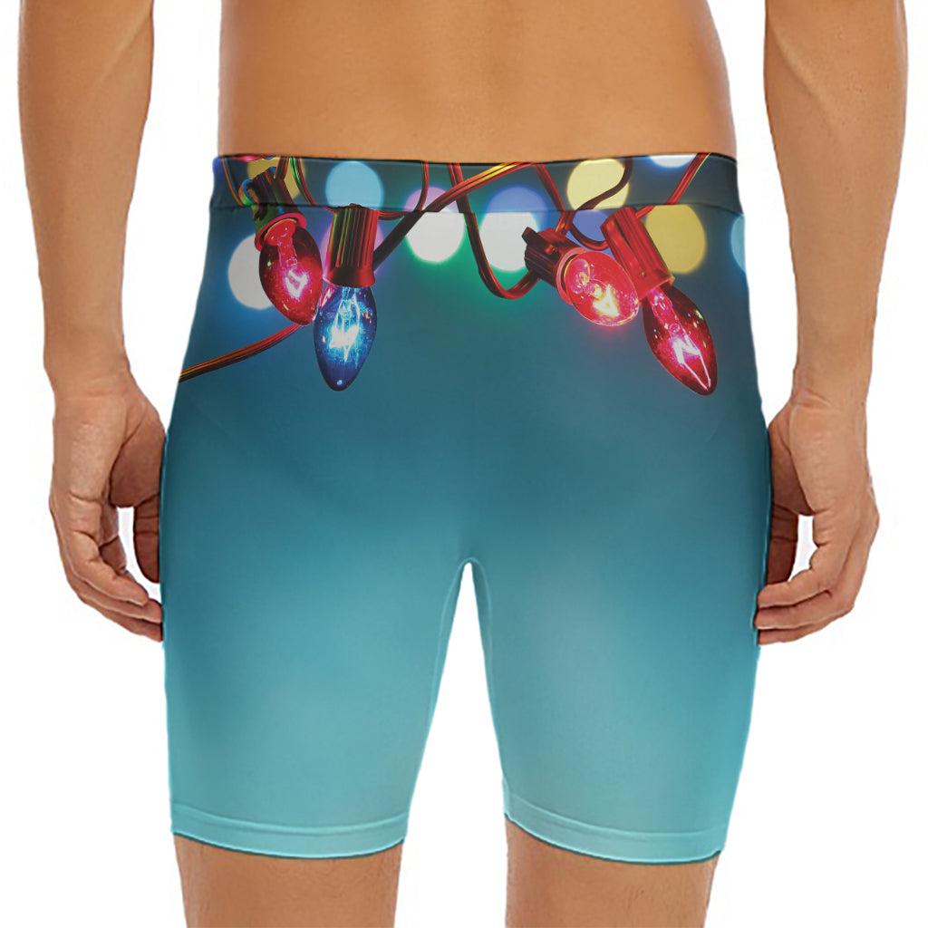 LED Christmas String Lights Print Men's Long Boxer Briefs