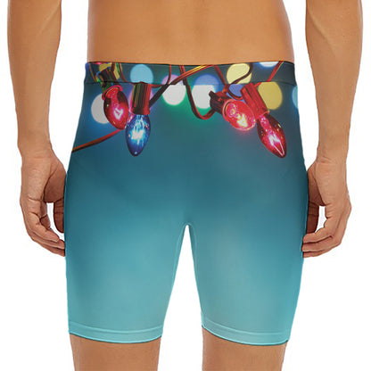 LED Christmas String Lights Print Men's Long Boxer Briefs