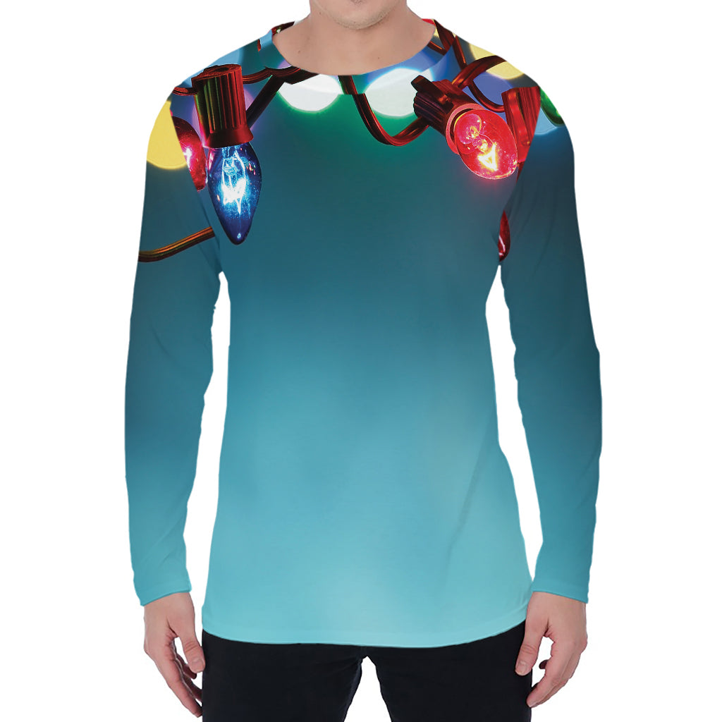 LED Christmas String Lights Print Men's Long Sleeve T-Shirt