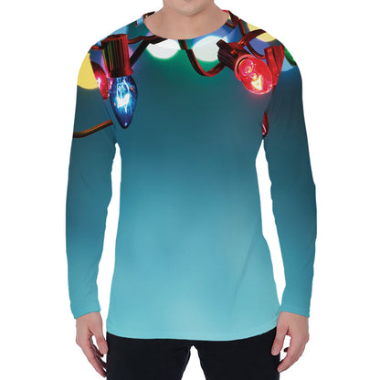 LED Christmas String Lights Print Men's Long Sleeve T-Shirt