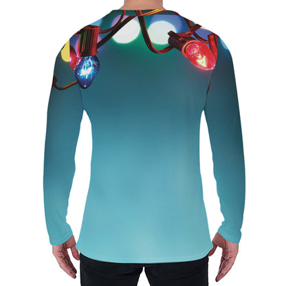 LED Christmas String Lights Print Men's Long Sleeve T-Shirt