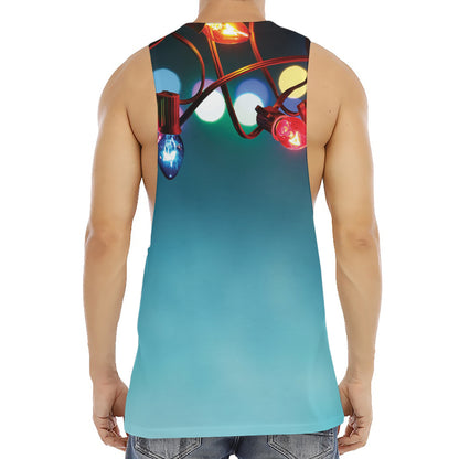 LED Christmas String Lights Print Men's Muscle Tank Top