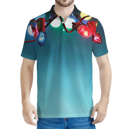 LED Christmas String Lights Print Men's Polo Shirt