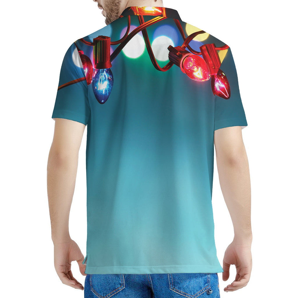 LED Christmas String Lights Print Men's Polo Shirt