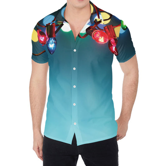 LED Christmas String Lights Print Men's Shirt