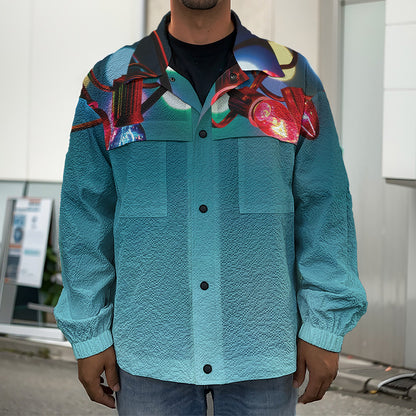 LED Christmas String Lights Print Men's Shirt Jacket