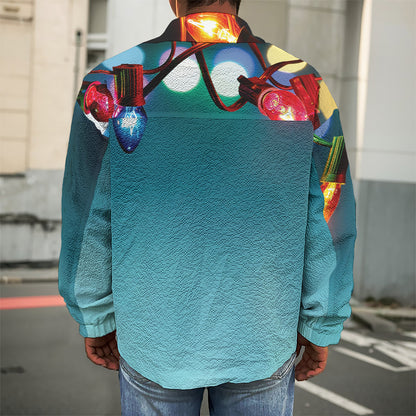 LED Christmas String Lights Print Men's Shirt Jacket