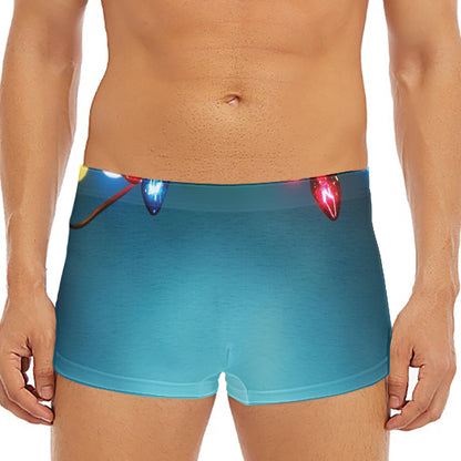 LED Christmas String Lights Print Men's Short Boxer Briefs