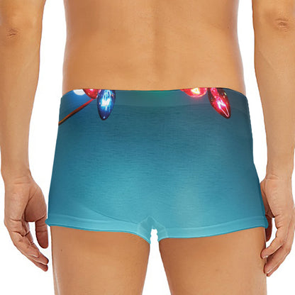 LED Christmas String Lights Print Men's Short Boxer Briefs
