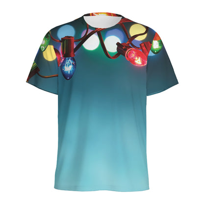 LED Christmas String Lights Print Men's Sports T-Shirt