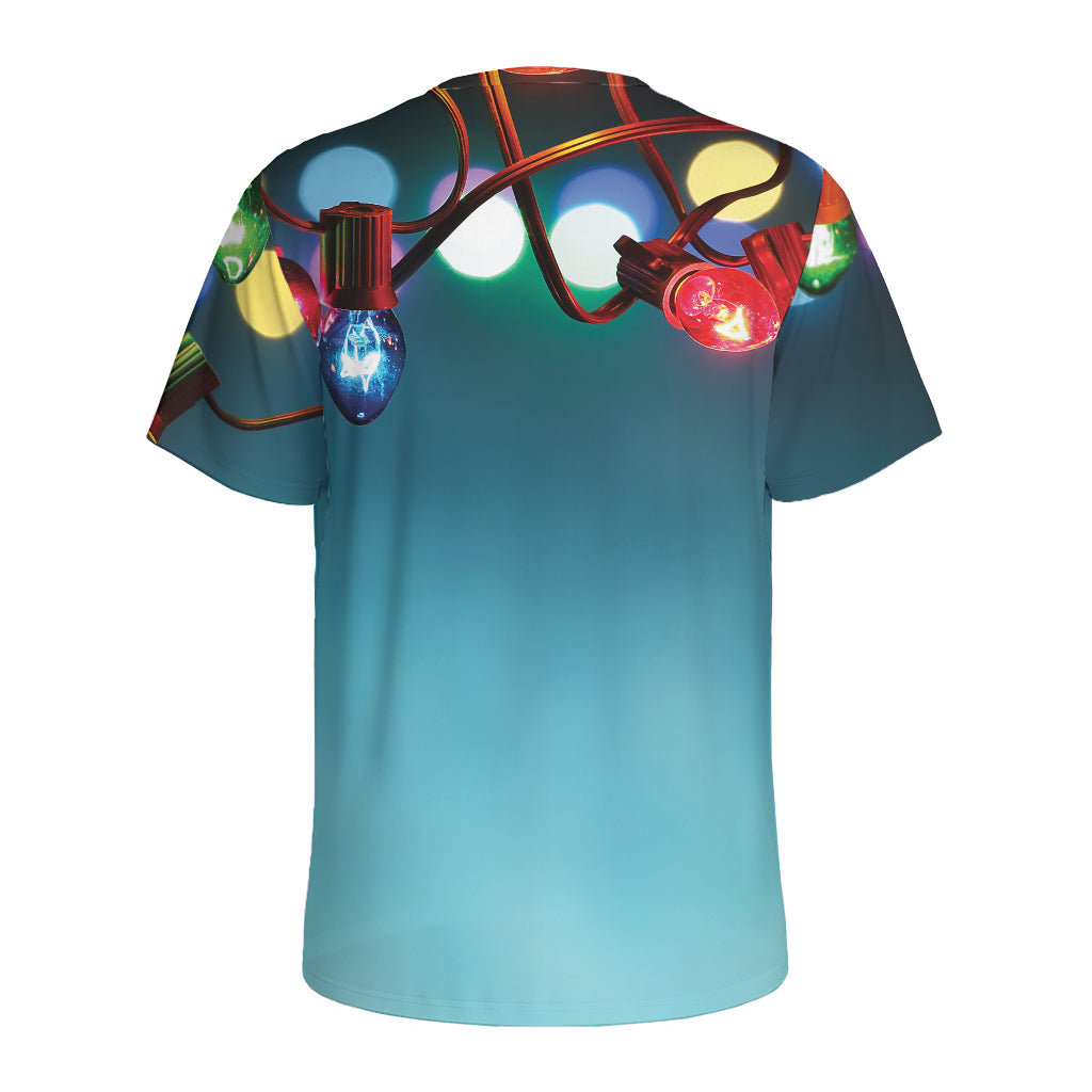 LED Christmas String Lights Print Men's Sports T-Shirt