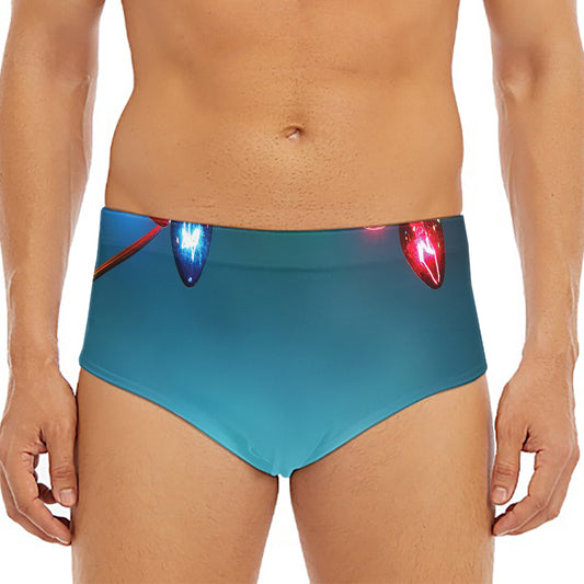LED Christmas String Lights Print Men's Triangle Swim Briefs