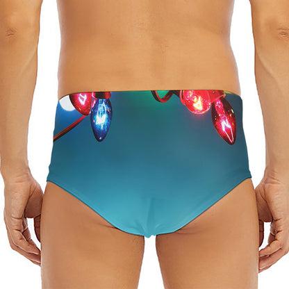 LED Christmas String Lights Print Men's Triangle Swim Briefs