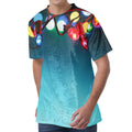 LED Christmas String Lights Print Men's Velvet T-Shirt