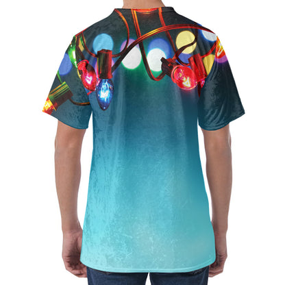 LED Christmas String Lights Print Men's Velvet T-Shirt
