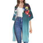 LED Christmas String Lights Print Open Front Beach Cover Up