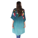 LED Christmas String Lights Print Open Front Beach Cover Up