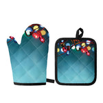 LED Christmas String Lights Print Oven Mitt And Pot Holder Set