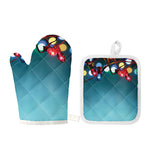 LED Christmas String Lights Print Oven Mitt And Pot Holder Set
