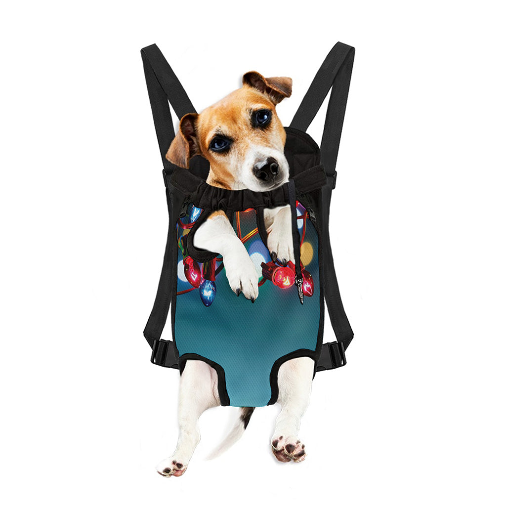 LED Christmas String Lights Print Pet Carrier Backpack