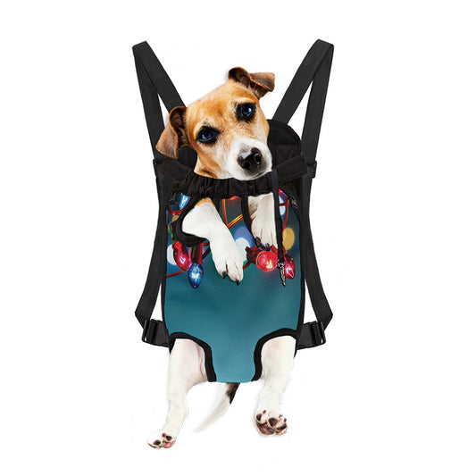 LED Christmas String Lights Print Pet Carrier Backpack
