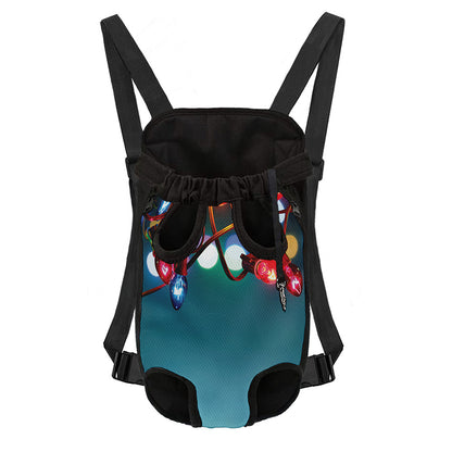 LED Christmas String Lights Print Pet Carrier Backpack