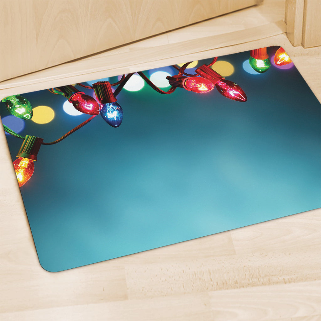 LED Christmas String Lights Print Polyester Doormat