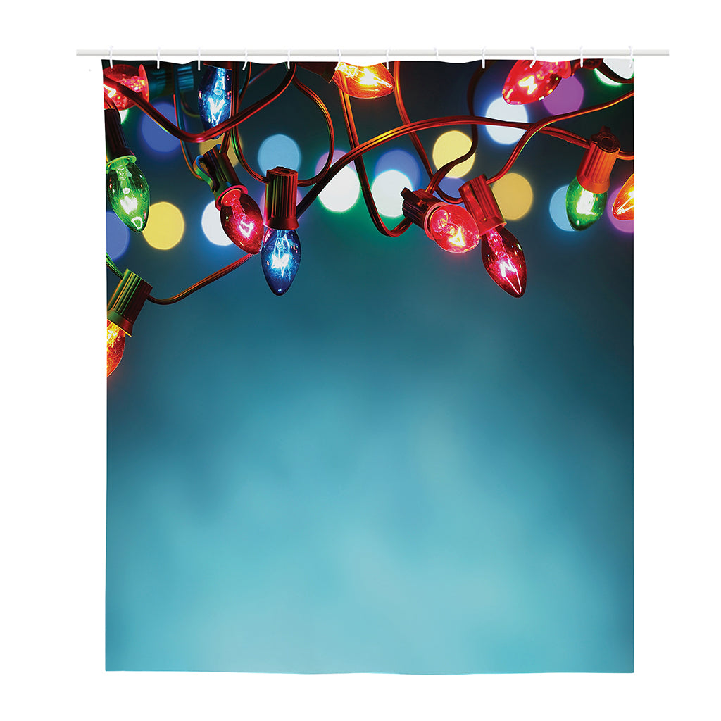LED Christmas String Lights Print Polyester Shower Curtain