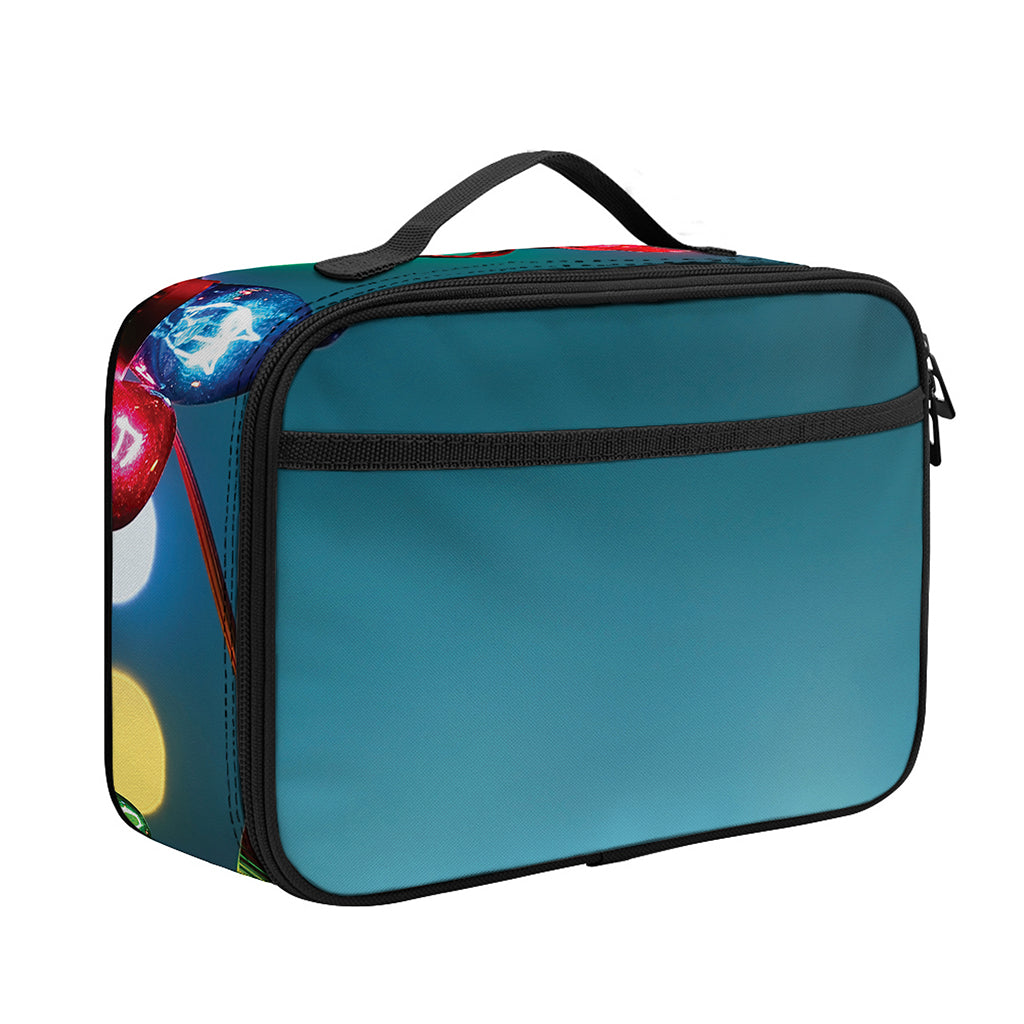 LED Christmas String Lights Print Portable Lunch Bag